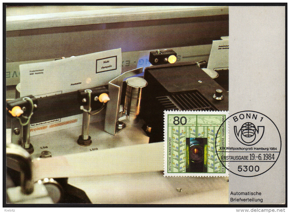 BRD 1984 - Weltpostkongreß Hamburg / Automatische Briefverteilung - MC Maximumkarte - Post