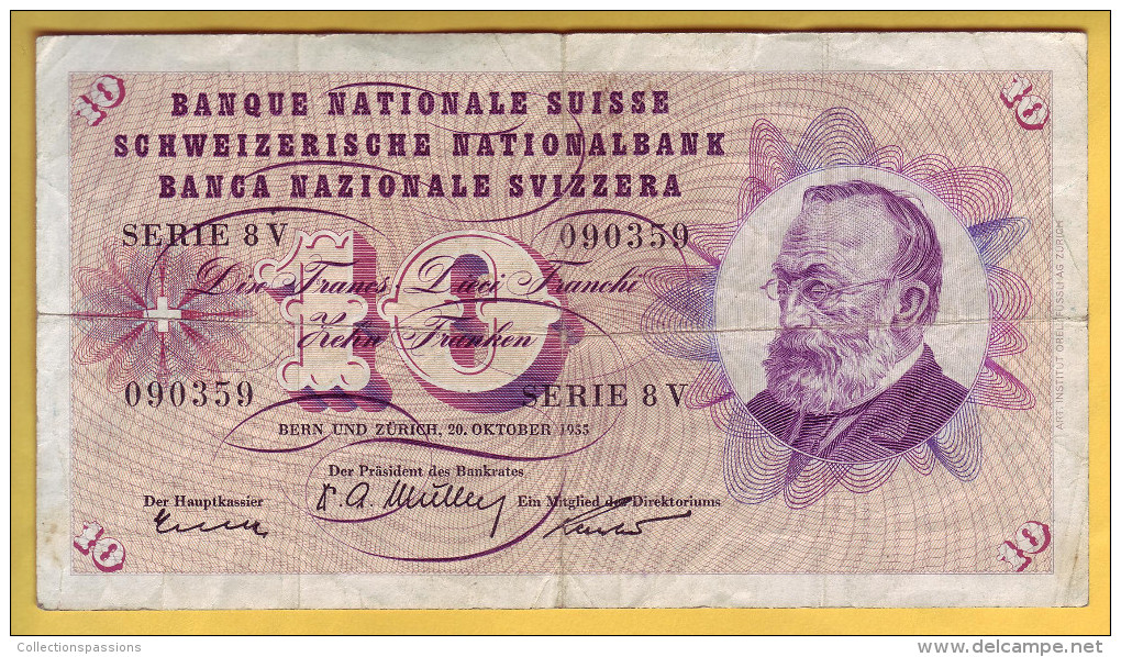 SUISSE - Billet De 10 Franken. 20-10-55. Pick: 45b1. TTB - Suisse