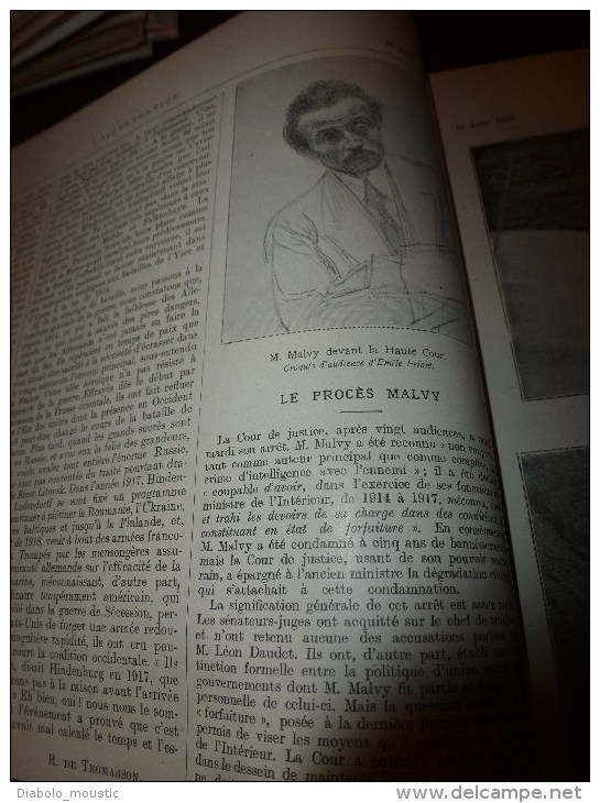 1918 Foch;Butin All;Procès Malvy;Canon All 380;JERUSALEM Mosquée D'Omar Braves (Lejeune,Hoquet,Gourmelon,Aumasson);GAZA - L'Illustration