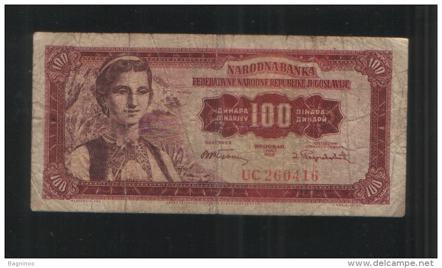 YUGOSLAVIA 100 Dinara 1955 - Joegoslavië