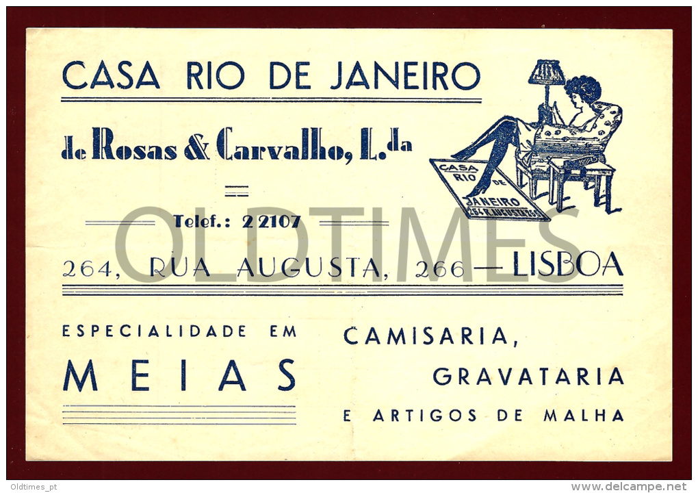 PORTUGAL - LISBOA - CASA RIO DE JANEIRO - ARTIGOS DE VESTUARIO - 1954 INVOICE - Portugal