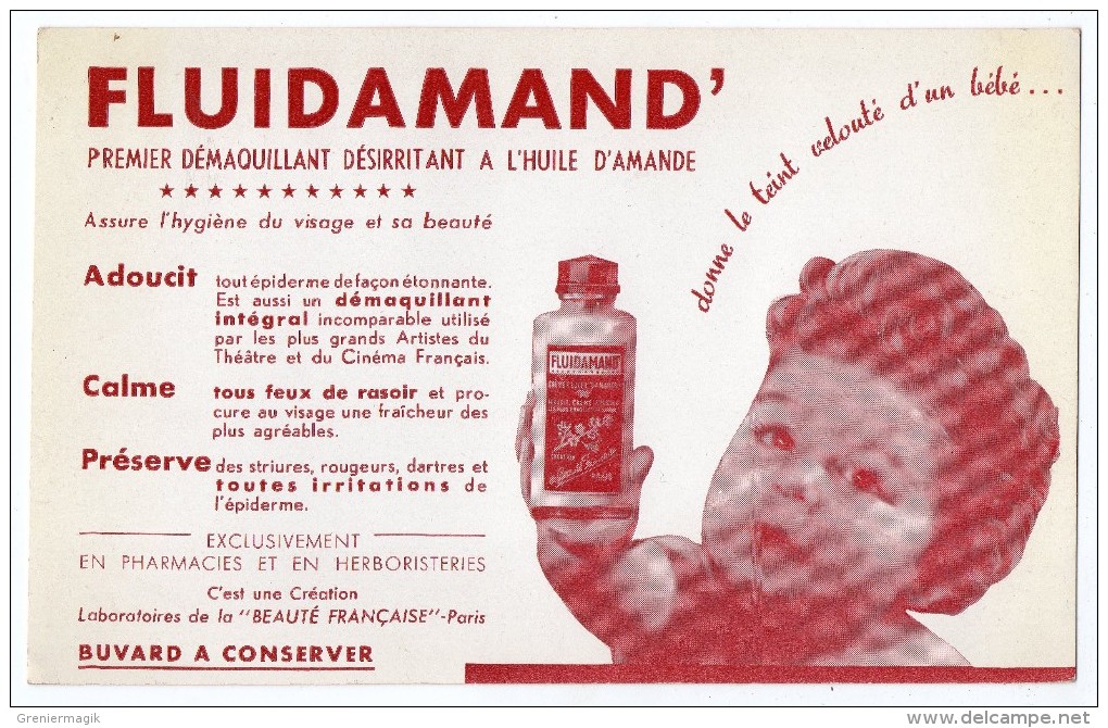 Buvard - Fluidamand - Premier Démaquillant Désirritant à L'huile D'amande - Laboratoires De La Beauté Française Paris - Parfums & Beauté