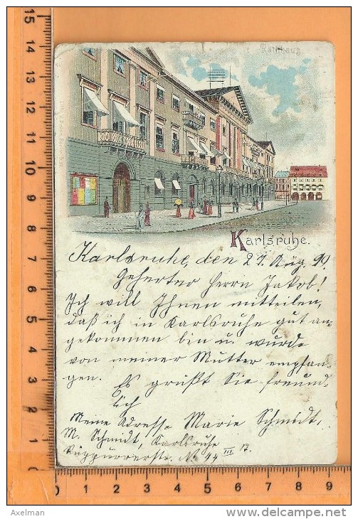 KARLSRUHE: Litho, Rathhaus - Karlsruhe