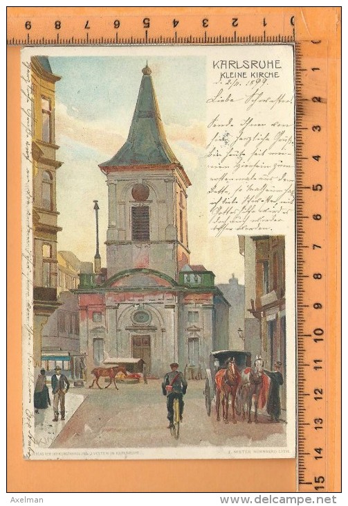 KARLSRUHE: Litho, Kleine Kirche - Karlsruhe