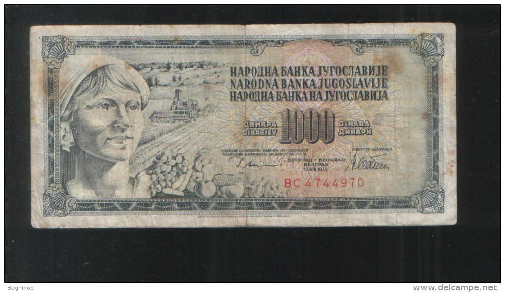 YUGOSLAVIA 1000 Dinara 1978 - Yugoslavia