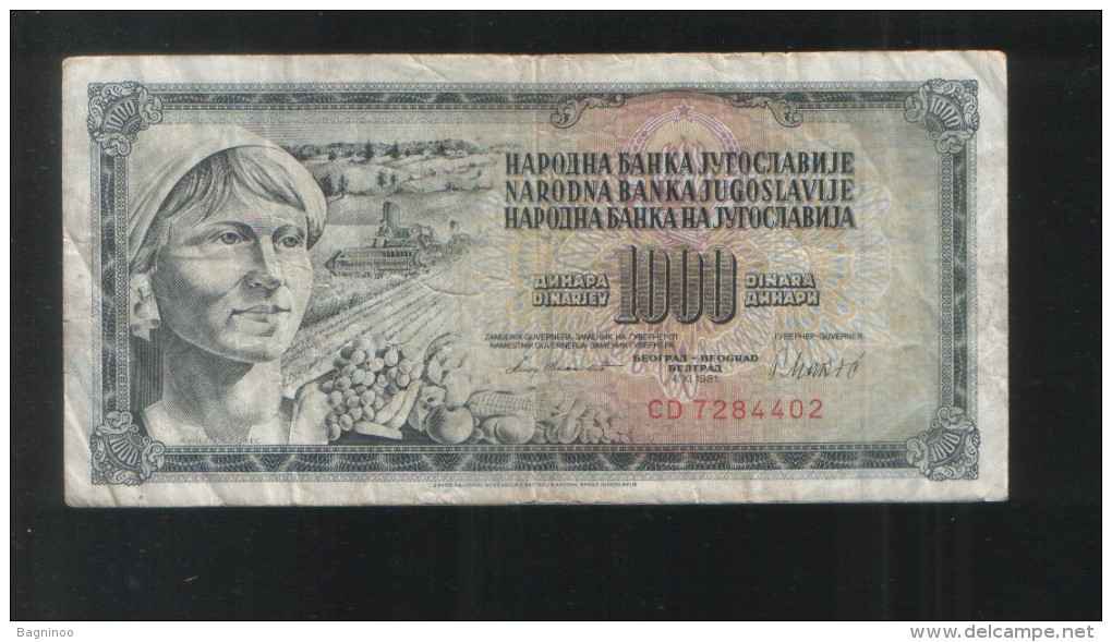 YUGOSLAVIA 1000 Dinara 1981 - Yugoslavia