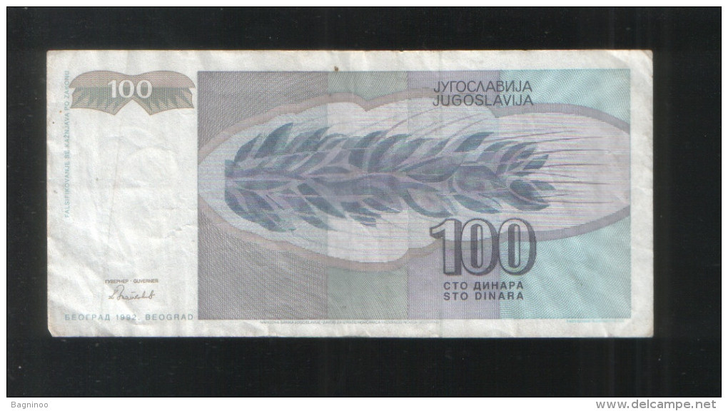 YUGOSLAVIA 100 Dinara 1992 - Yugoslavia