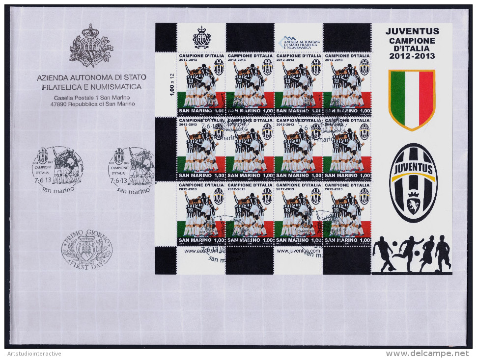 2013 SAN MARINO "JUVENTUS CAMPIONE D´ITALIA 2012/2013" MINIFOGLIO FDC - FDC