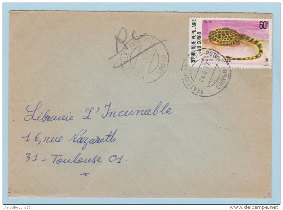 CONGO   //  Enveloppe De Brazzaville  //  Pour Toulouse //   24/8/1977 - Oblitérés