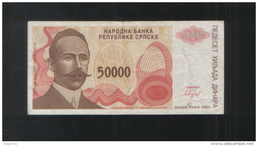 BOSNIA And HERZEGOVINA 50 000 Dinars 50000 Republic Srpska 1993 - Bosnia And Herzegovina