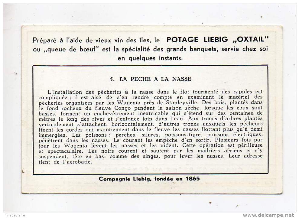 Chromo Liébig - Chasse Et Pêche Au Congo Belge - La Pêche à La Nasse - N°5 - Liebig