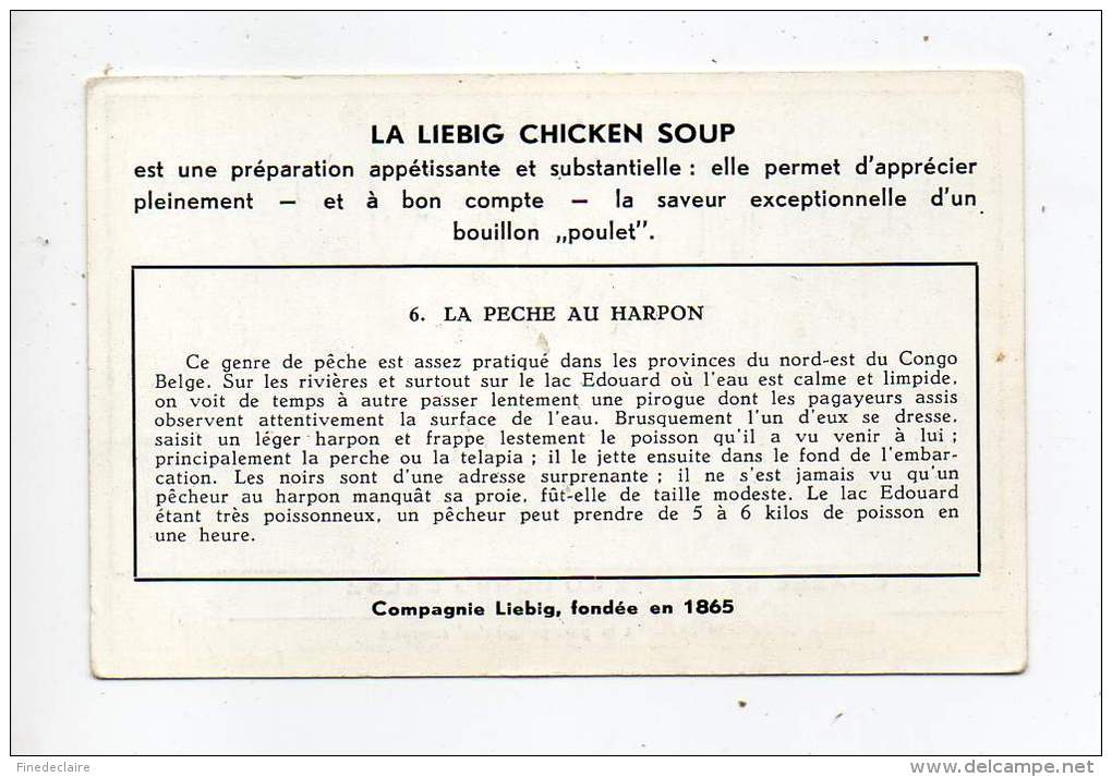 Chromo Liébig - Chasse Et Pêche Au Congo Belge - La Pêche Au Harpon - N°6 - Liebig