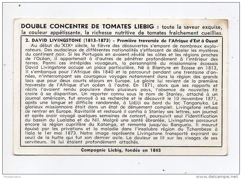 Chromo Liébig - Histoire Du Congo Belge (1er Partie) - Première Traversée De L'Afrique - N°2 - Liebig