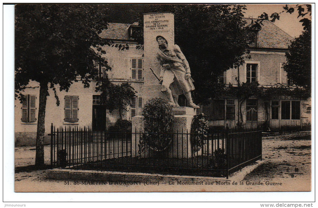 Carte Postale, St Martin D'Auxigny, Monument Aux Morts, Carte Vierge - Autres & Non Classés