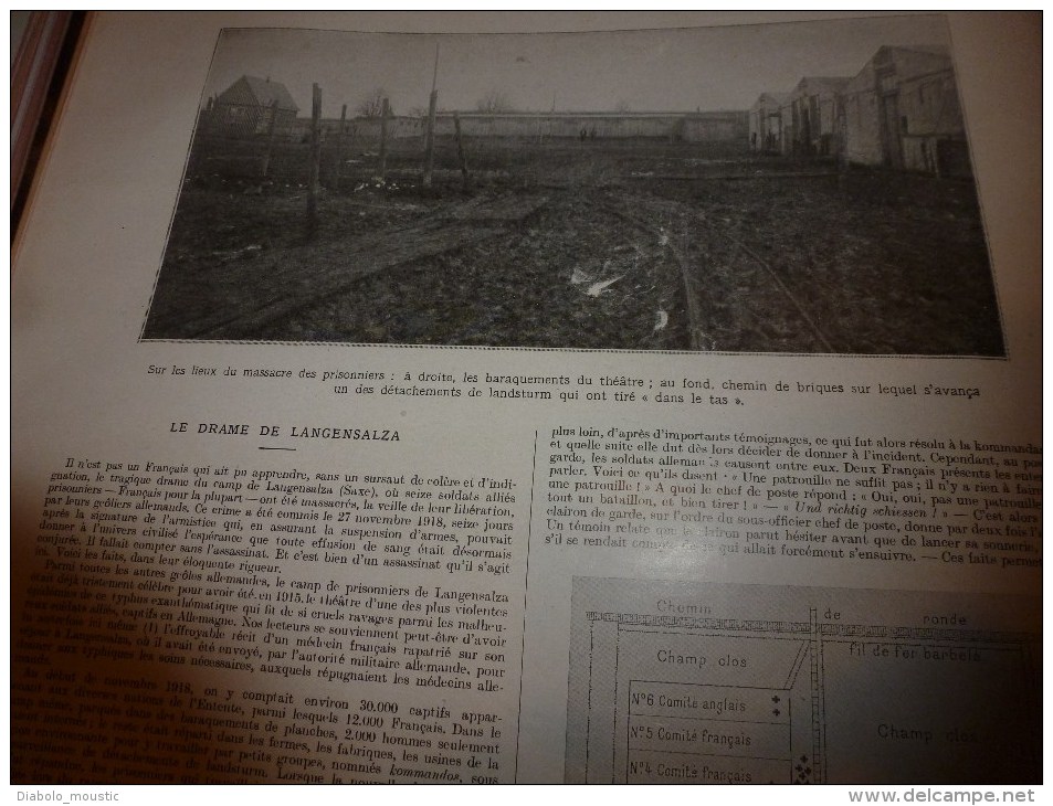 1919 Drame Langensalza;Les GROSSES BERTHAS Crepy,Beaumont;Destructions (Hirson,Valencienne,Bleuse-Borne);NISCH;Védrines - L'Illustration