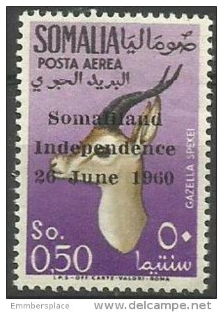 Somalia - 1960 Somaliland Independence Overprint (gazelle) 50c MNH **     SG 354  Sc C68 - Somalia (1960-...)