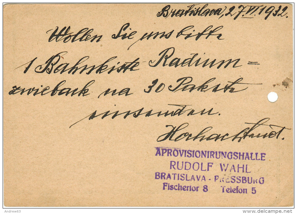 CECOSLOVACCHIA - 1932 - Postkarte - Carte Postale - Post Card - Intero Postale - Entier Postal - Postal Sta... - Cartes Postales