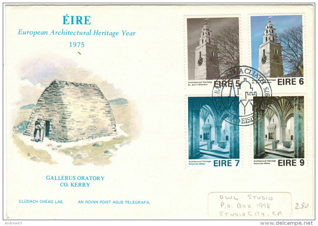 IRLANDA - IRLANDE - Ireland - EIRE - 1975 - European Architectural Heritage Year - FDC - FDC