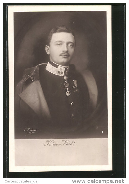 AK Kaiser Karl I. Von Österreich Mit Mantel über Den Schultern - Familles Royales