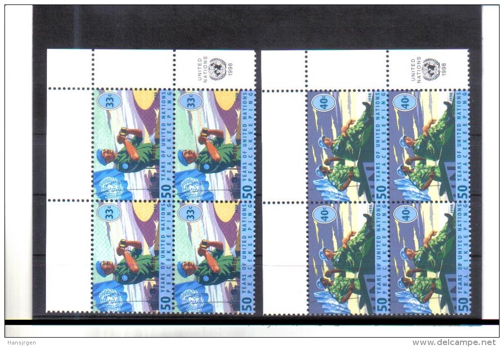 BLO832  UNO NEW YORK 1998  Michl  785/86 ECKRAND VIERERBLOCK  ** Postfrisch - Unused Stamps