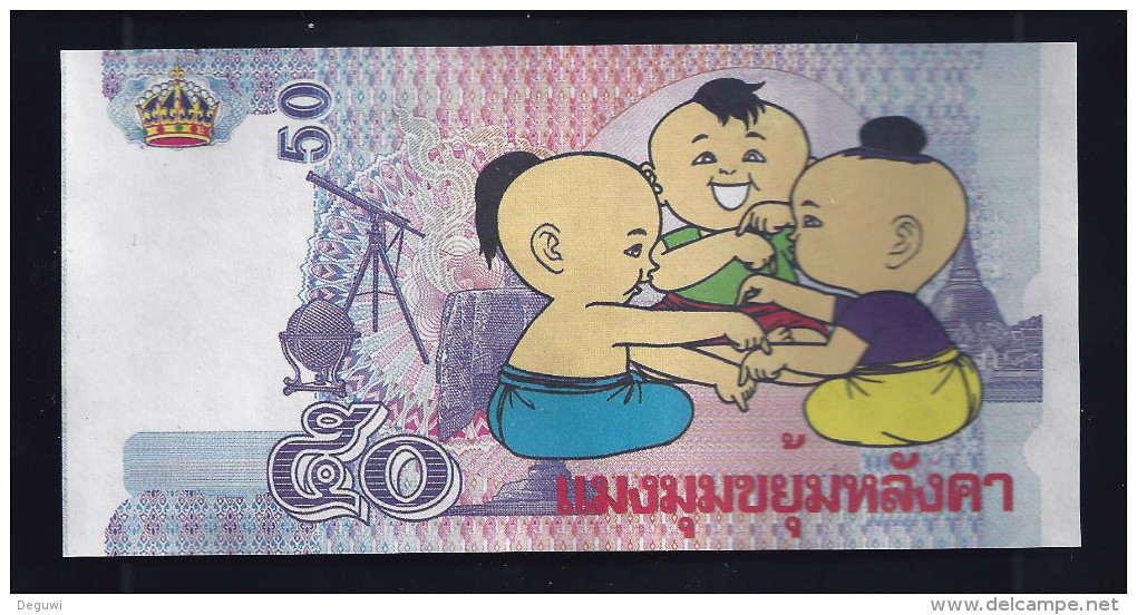 Fantasie Note "50 Units THAILAND", Typ B, Beids. Druck, UNC, 140 X 70 Mm, Fantasy, "Comic" - Thailand