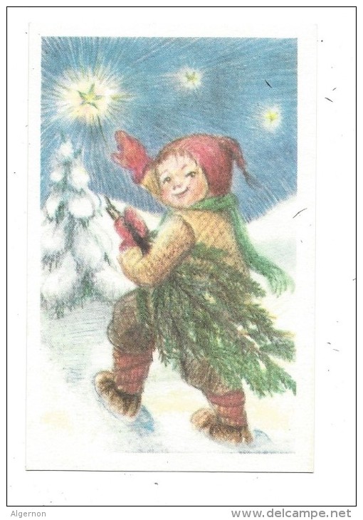 11263 - Mini Carte Enfant  Portant Sapin Paysage Hiver Par A.Bo - Altri & Non Classificati