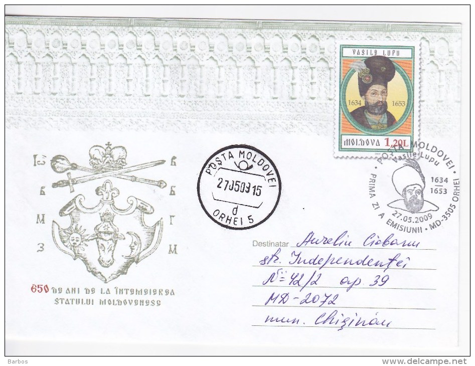 MOLDOVA   MOLDAVIE   MOLDAWIEN   MOLDAU ; 2009 ; The Ruler  V.Lupu ; Pre-paid Envelope. FDC. Used. - Moldova