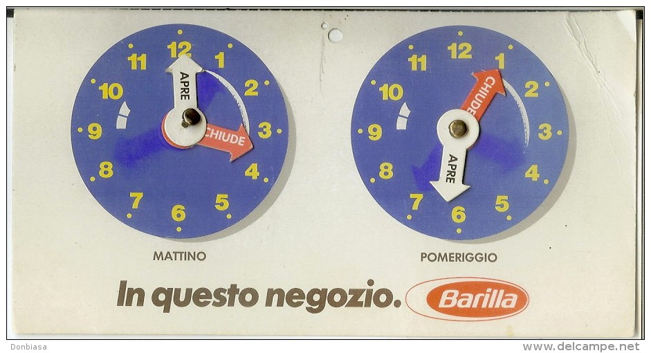 Orario Pubblicitario Pasta Barilla Anni '80. Orari Apertura Negozio (pubblicità Pasta). - Signs