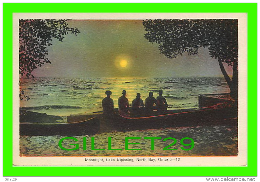 NORTH BAY, ONTARIO - MOOLIGHT LAKE NIPISSING - ANIMATED WITH PEOPLES - PECO - - North Bay