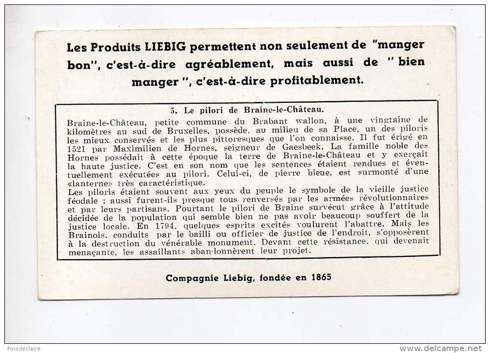 Chromo Liébig - Perrons Et Piloris - Le Pilori De Braine Le Chateau - N°5 - Liebig