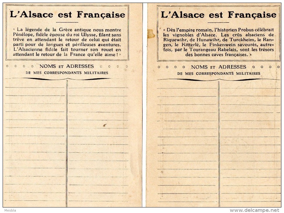 2 CHROMOS  / IMAGES  -  L' ALSACE Est FRANCAISE    - Correspondants Militaires - Illustrateur Pierre Vincent - Other & Unclassified