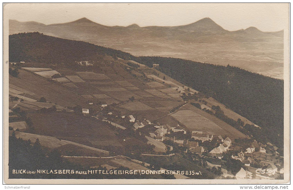 AK Erzgebirge Niklasberg Mikulov Blick Mittelgebirge Donnersberg Bei Moldava Moldau Stempel Cinovec Zinnwald Altenberg - Sudeten