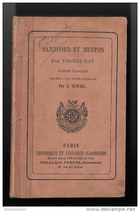 SANDFORD Et MERTON //Thomas Day - Collection Des Auteurs Anglais - 1885 - 1850-1899