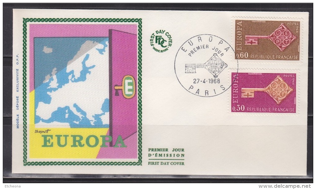 = Europa Les 2 Timbres De 1968 N°1556 Et 1557 Enveloppe 1er Jour Paris 27.4.1968 - 1968