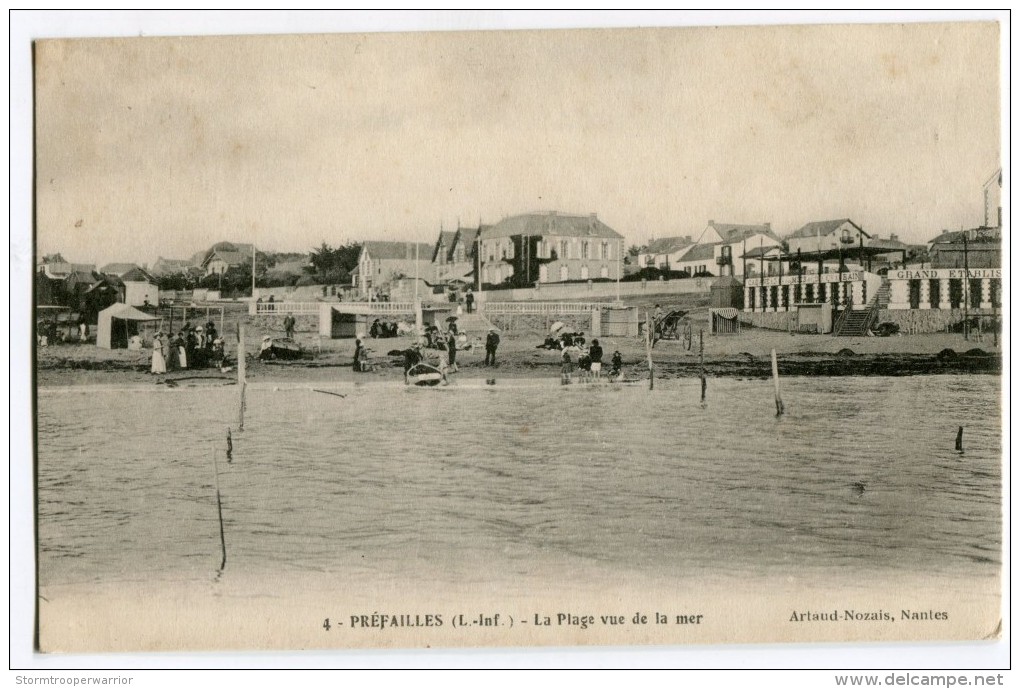 *** Cpa - PREFAILLES La Plage Vue De La Mer - Animée (2 Scans) - Préfailles