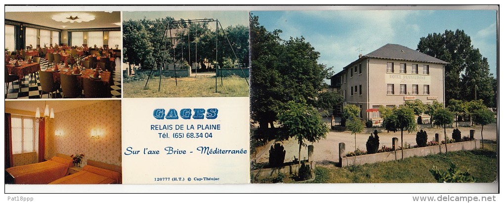 GAGES 12 - Hotel Restaurant RELAIS DE LA PLAINE ( Axe Brive Mediterranée ) CPSM 2 Volets GF RARE (0 Sur Le Site) Aveyron - Autres & Non Classés