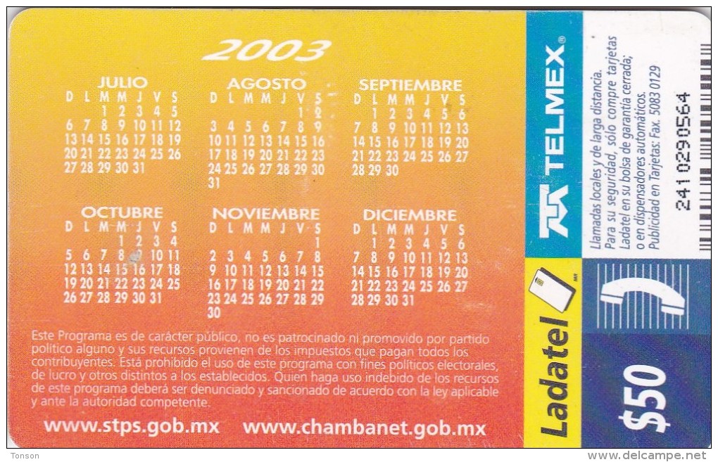 Mexico, P1209a, Chamba Net Www.chambanet.gob.mx, Calendar, 2 Scans. - Mexico