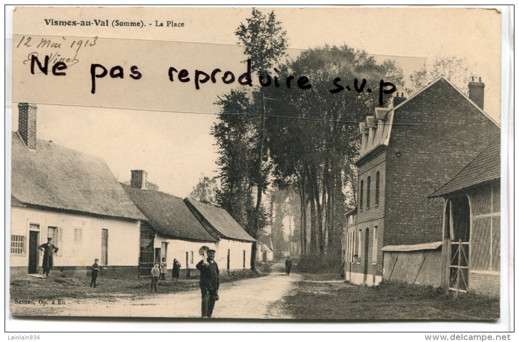 - Vismes Au Val - (Somme ), La Place, Animation, écrite En Mai 1913, Avant La Guerre, BE, Scans. - Autres & Non Classés