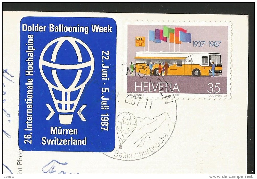 MÜRREN BE BALLOON Ballon Dolder Ballooning Week Alpine Ballonsport-Woche Karte Jungfernflug MÜRREN 1987 - Montgolfières