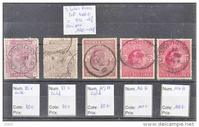 COLECTION-LOT DE 5 BELLES PIECES- NUM MICHEL-82X,115A-COTE 552.--CHF - Verzamelingen