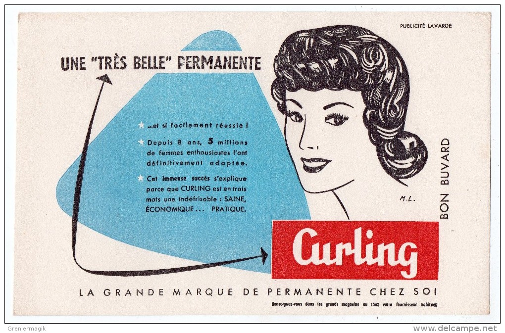 Buvard - Une Très Belle Permanente Curling - Cachet: Elysée Gasier Coiffeur Parfumeur Rue Des Coquillière Paris 1er - Parfums & Beauté