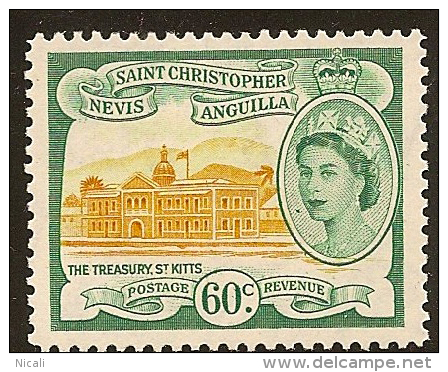 ST KITTS 1954 60c QEII SG 116 HM #KV211 - St.Christopher-Nevis-Anguilla (...-1980)