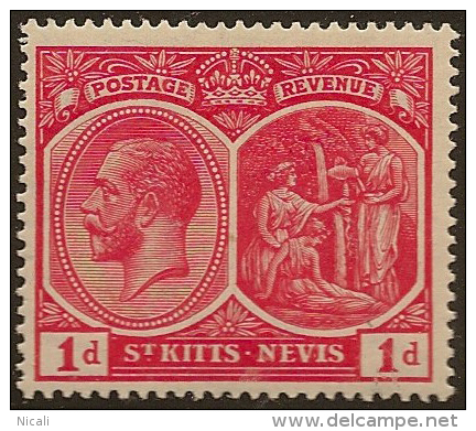 ST KITTS 1920 1d Columbus SG 25 HM #KV164 - St.Christopher-Nevis-Anguilla (...-1980)