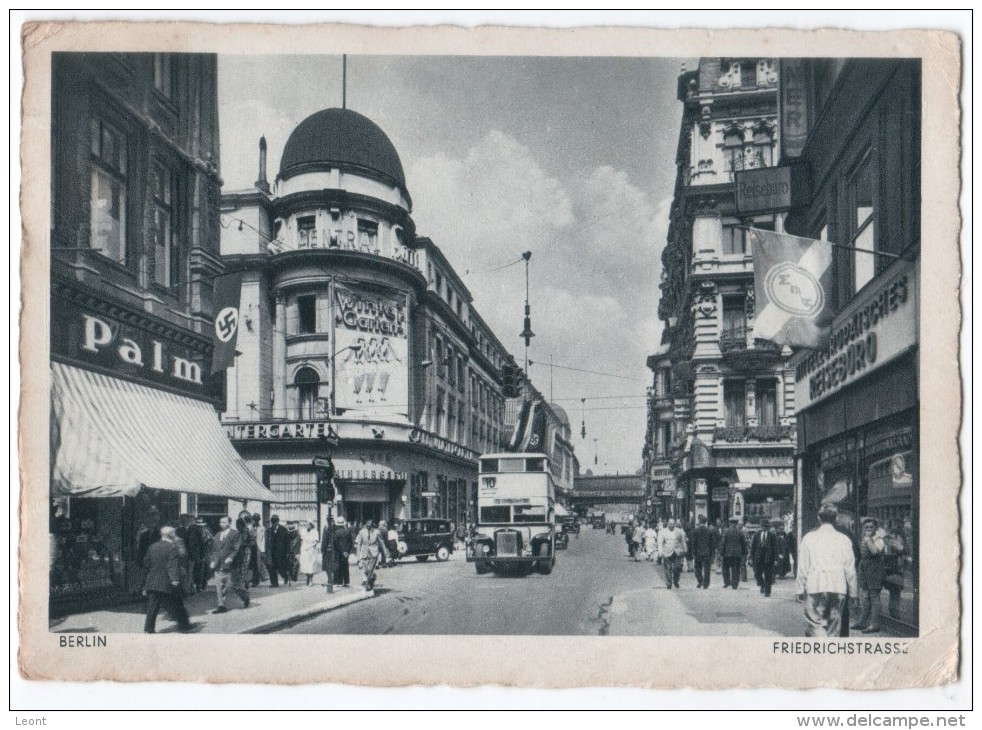 Berlin - Friedrichstrasse - Street View - Swastika Flag - Nazi - Winter Garten - Old Car - Kriegs WHW - Cancel - 1940 - Friedrichshain