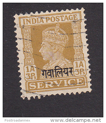 India, Gwalior, Scott #O57, Used, King George VI Overprinted, Issued 1942 - Gwalior