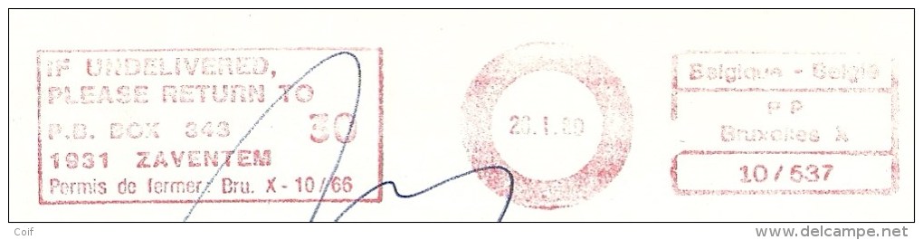 Brief Verzonden Vanuit P.B.BOX 343 / Zaventem (privepost), -> ESPAGNE Met Stempel RETOUR-DEVUELTO - 1980-99