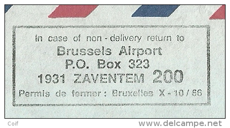 Brief Verzonden Vanuit P.B.BOX 323 / Zaventem (privepost), -> U.S.A. Met Stempel  RETURN TO SENDER - 1980-99