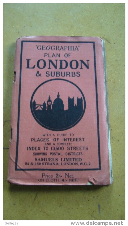 Plan Of London And Suburbs With A Guide To Places And Interest And A Complete Index To 13,500 Streets - Cartes/Atlas