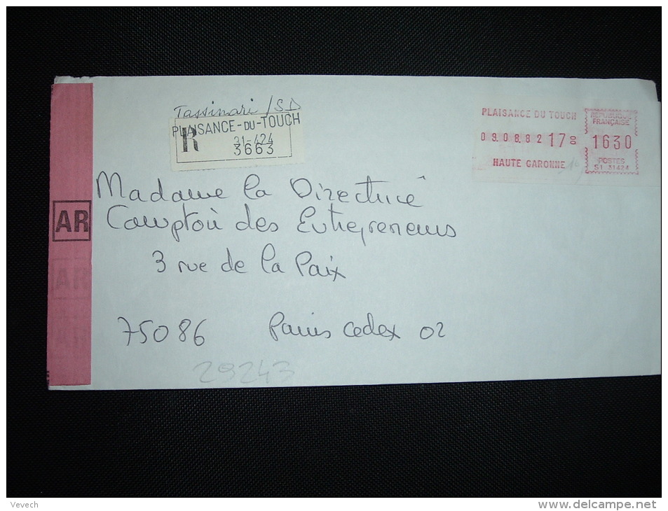 LR AR VIGNETTE S1 à 16 30 Du 09.08.82 PLAISANCE DU TOUCH HAUTE GARONNE (31) + GRIFFE - Covers & Documents