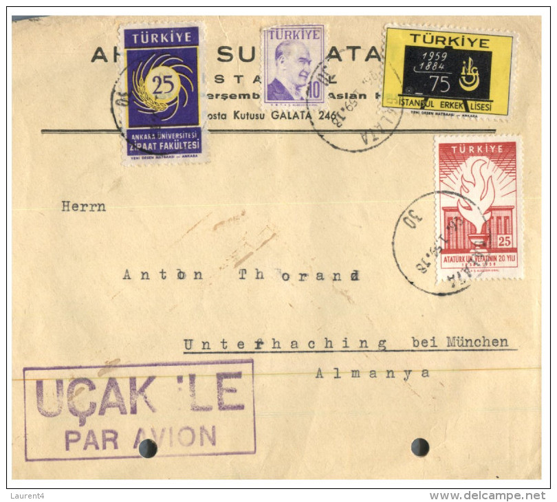 (001) Air Mail Cover Posted From Turkey To Germany - 1959 ? - Lettres & Documents